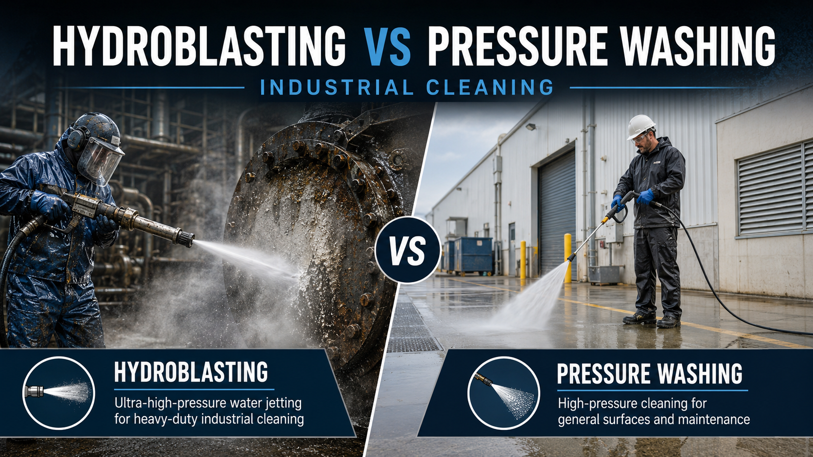 Hydroblasting vs Pressure Washing for Industrial Cleaning